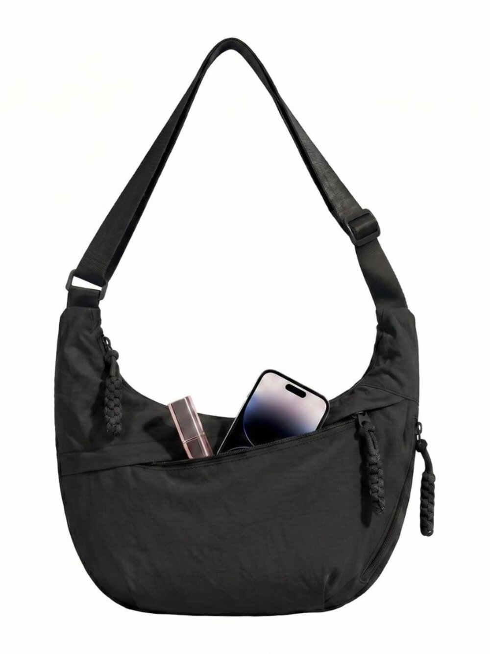Nylon Crossbody Bags for Women Men Trendy Waterproof Nylon Crescent Slouchy